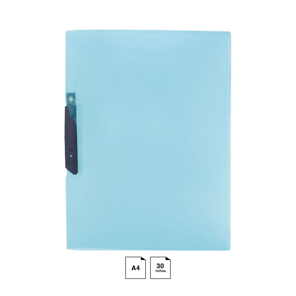 Dossier Clip Plástico Azul A4 30 Folhas 240X310mm