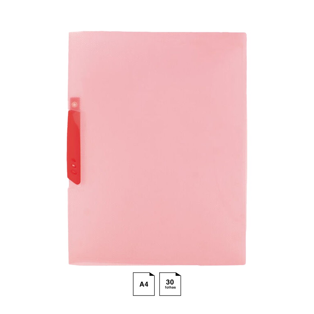 Dossier Clip Plástico Vermelho A4 30 Folhas 240X310mm