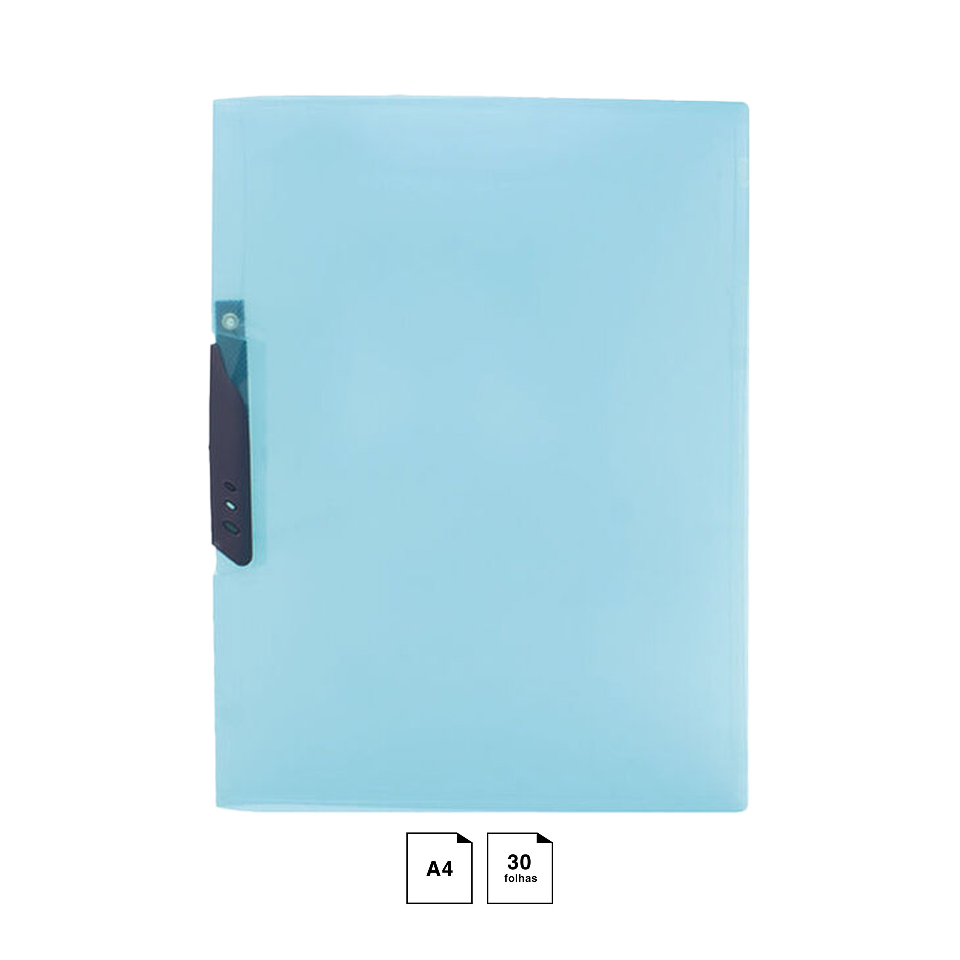 Dossier Clip Plástico Azul A4 30 Folhas 240X310mm