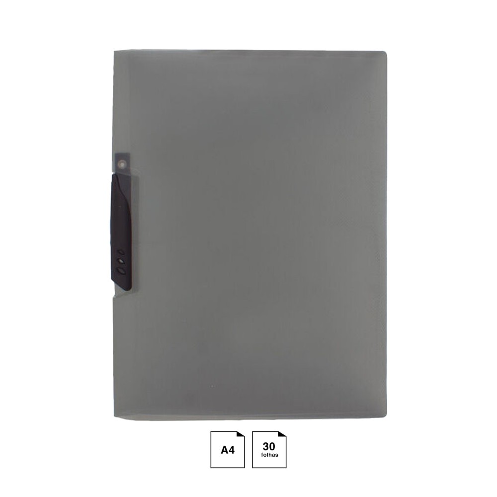 Dossier Clip Plástico Preto A4 30 Folhas 240X310mm