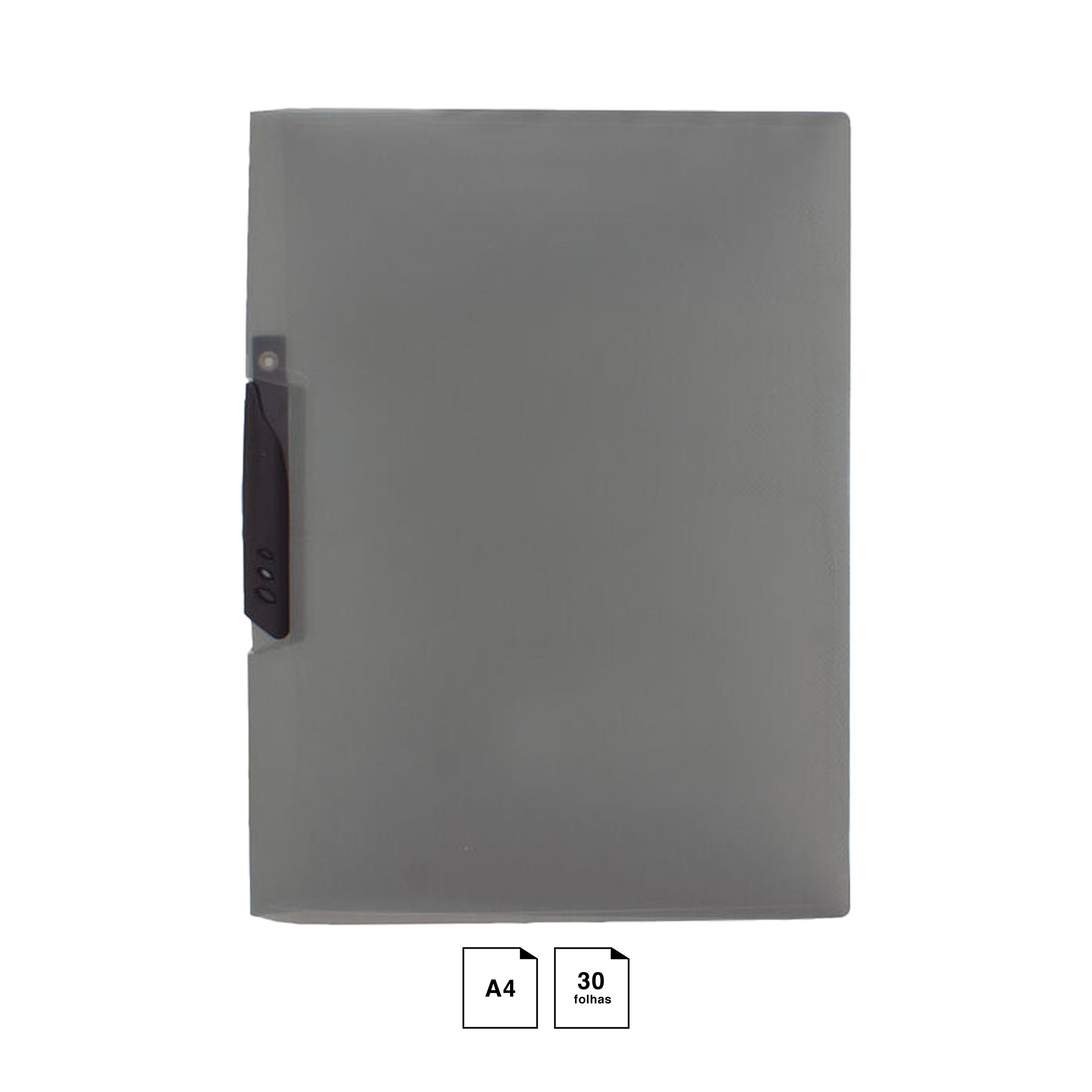 Dossier Clip Plástico Preto A4 30 Folhas 240X310mm