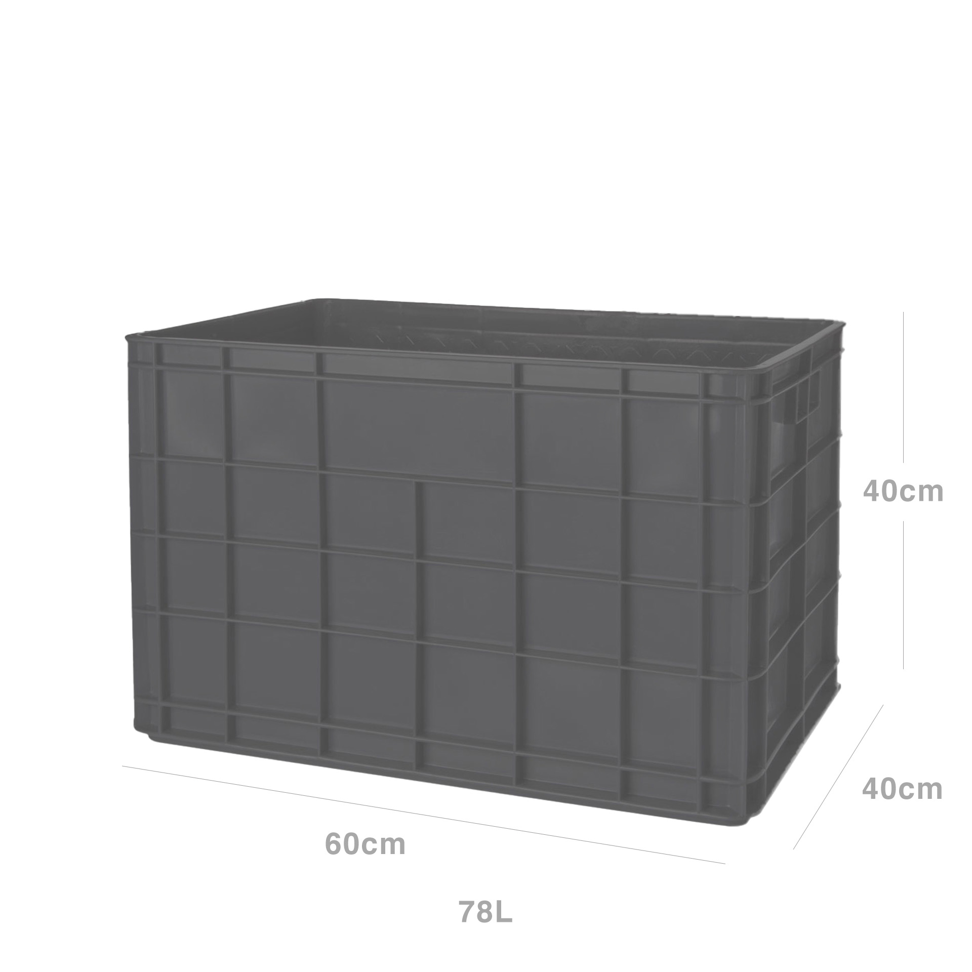 Caixa Contentora Fechada Cinza 78L 60X40X40cm