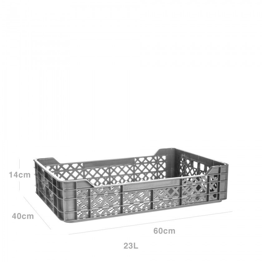 Caixa Contentora Perfurada Cinza 23L 60X40X14cm