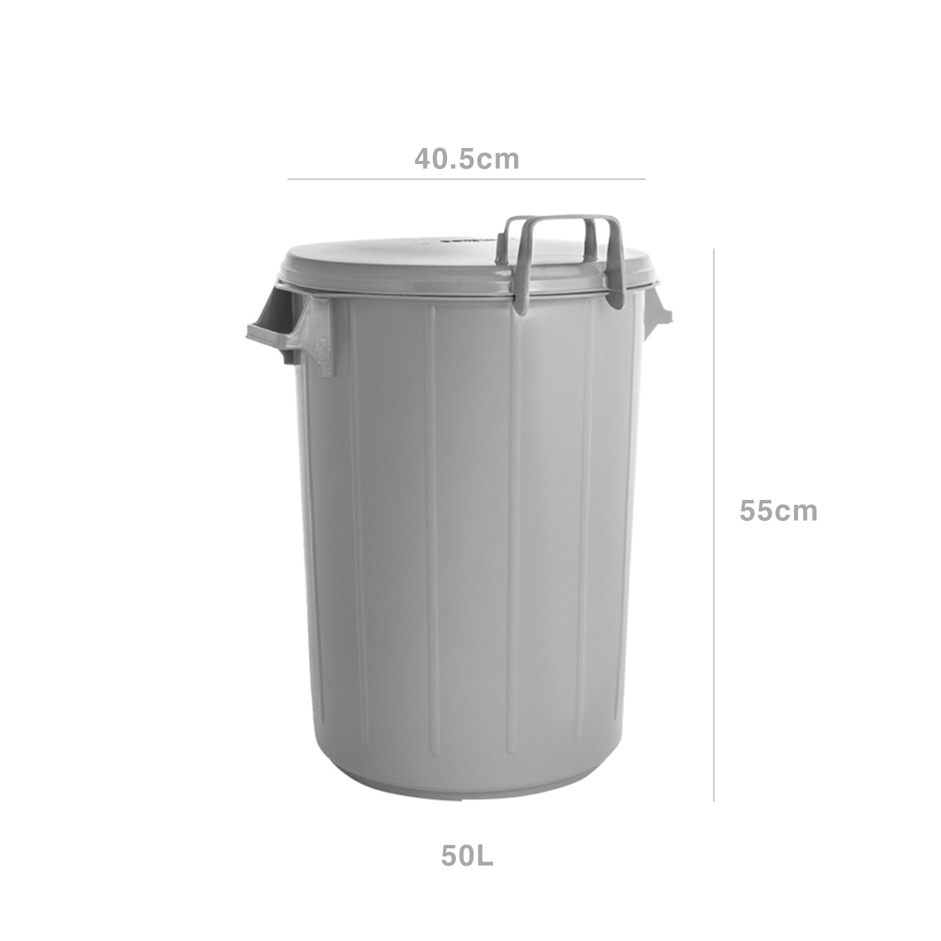 Contentor Lixo com Asas e Tampa Cinza 50l 40.5X55cm