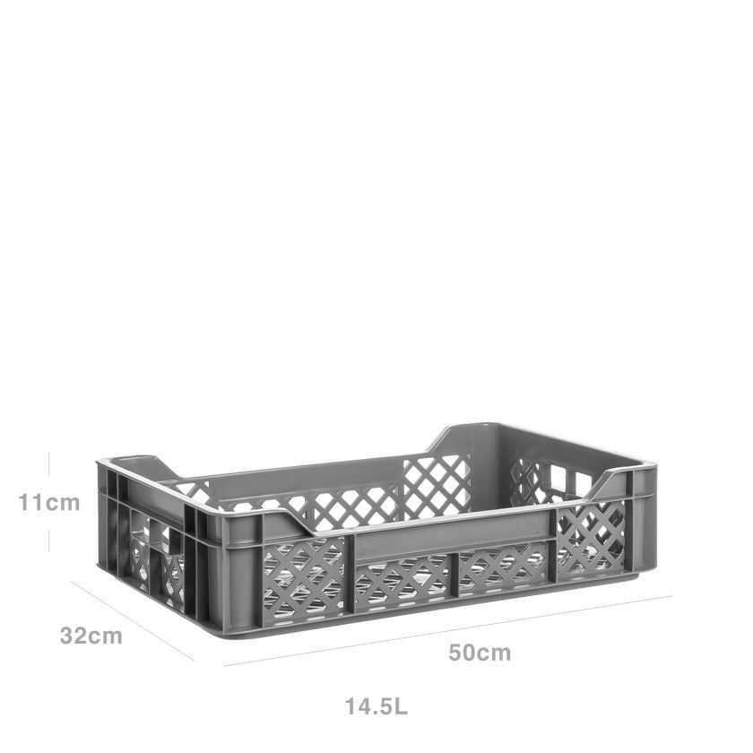 Caixa Contentora Perfurada Cinza 14.5L 50X32X11cm Caixa Contentora Perfurada Cinza 14.5L 50X32X11cm