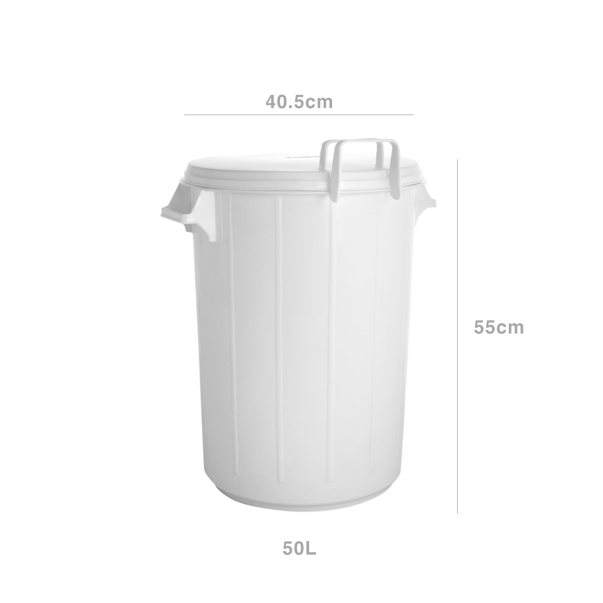 Contentor Lixo com Asas e Tampa Branco 50l 40.5X55cm