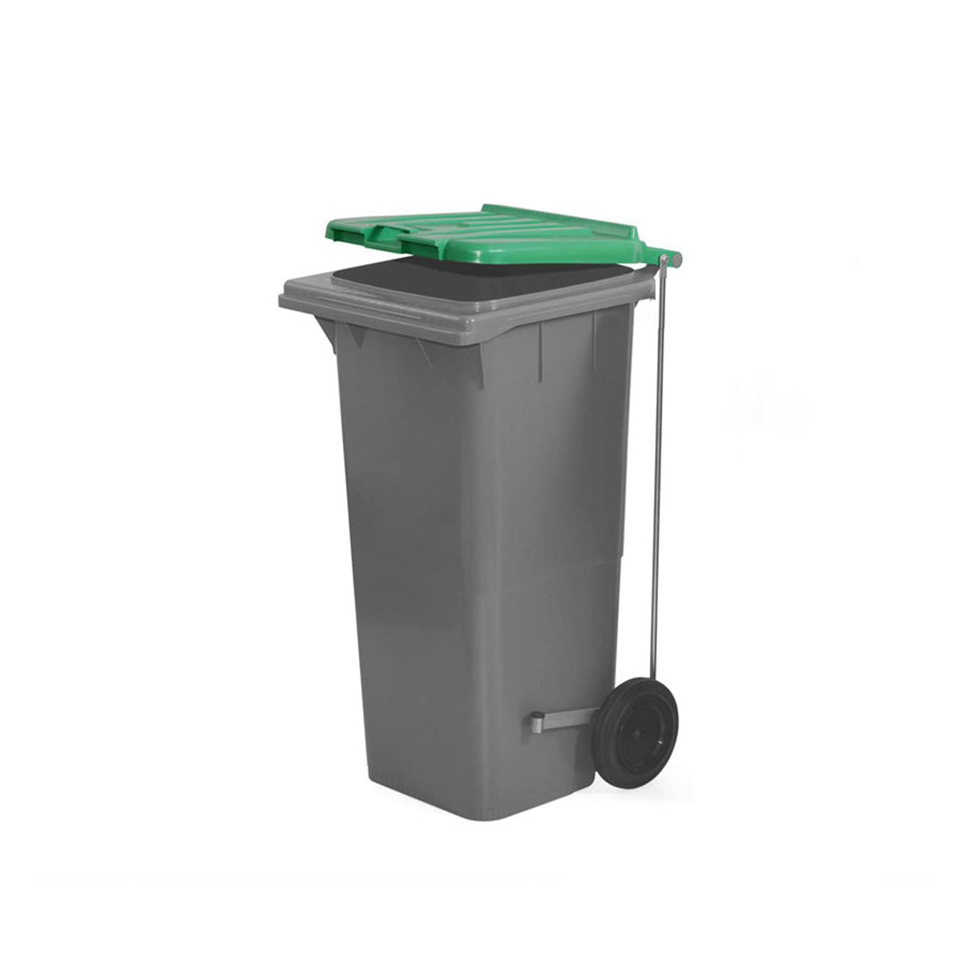 Contentor Eco Cinza com Pedal e Rodas Tampa Verde 120l 55.5X47X90.5cm