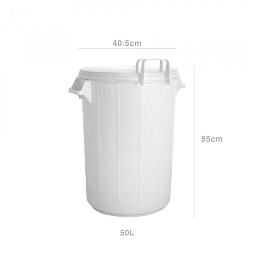 Contentor Lixo com Asas e Tampa Branco 50l 40.5X55cm Contentor Lixo com Asas e Tampa Branco 50l 40.5X55cm
