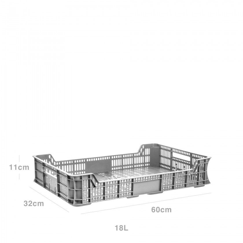 Caixa Contentora Perfurada Cinza 18L 60X32X11cm Caixa Contentora Perfurada Cinza 18L 60X32X11cm