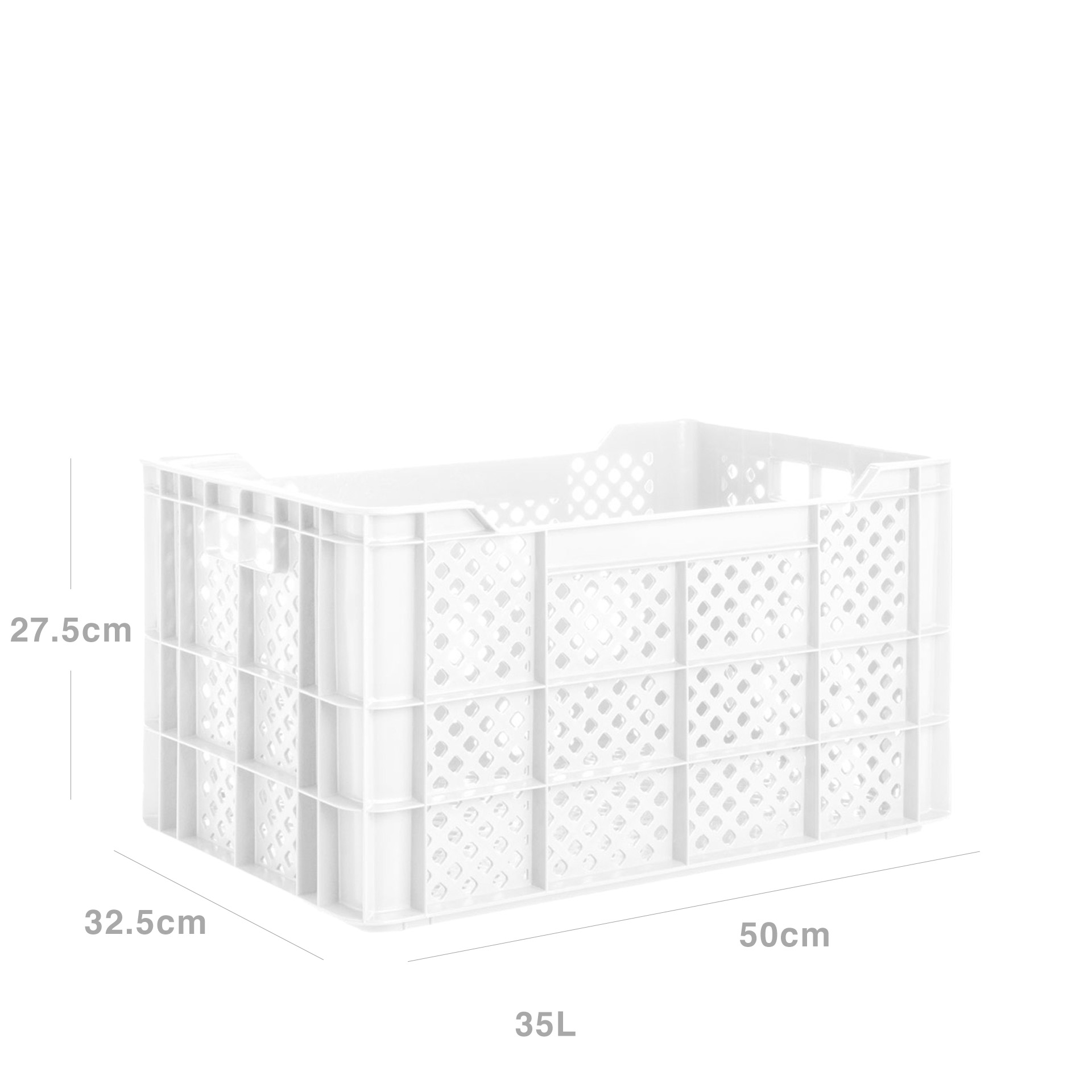 Caixa Contentora Perfurada Branco 35L 50X32.5X27.5cm