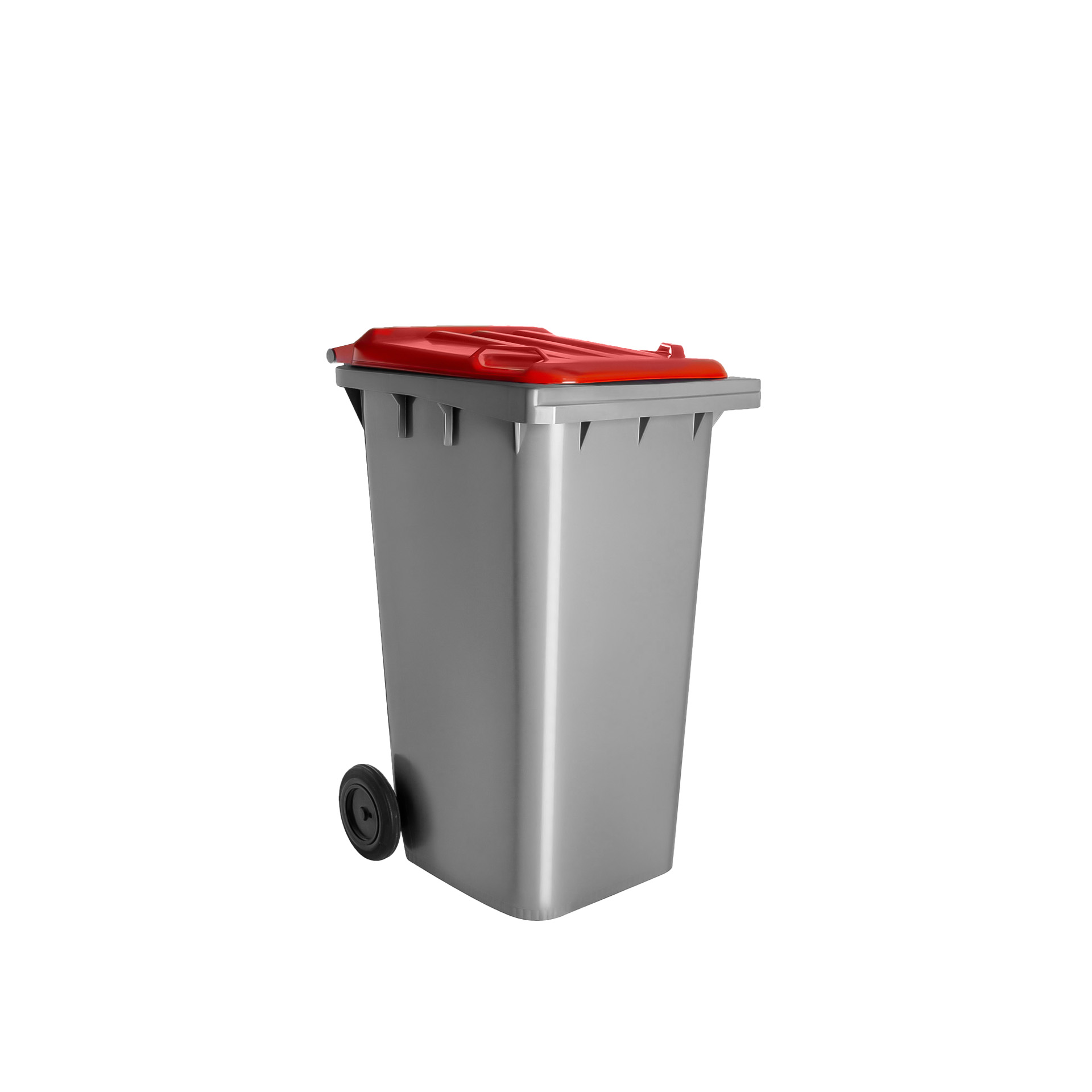 Contentor Eco Cinza com Rodas Tampa Vermelho 240l 73.5X58X100cm