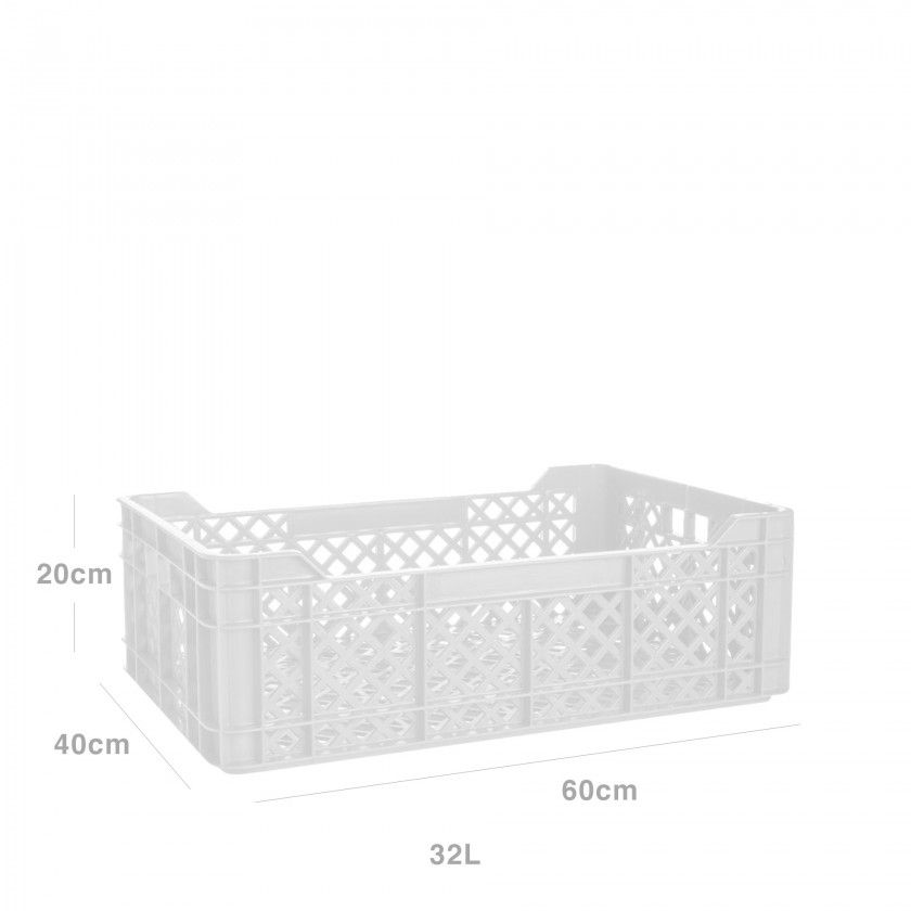 Caixa Contentora Perfurada Branco 32L 60X40X20cm Caixa Contentora Perfurada Branco 32L 60X40X20cm