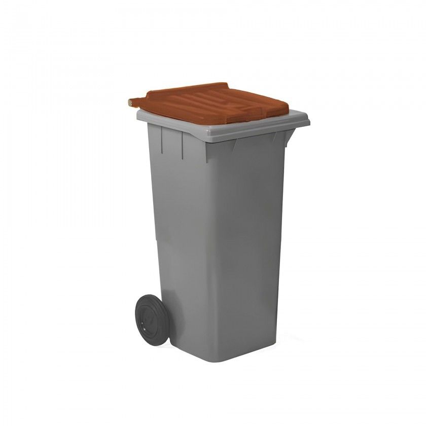 Contentor Eco Cinza com Rodas Tampa Castanho 120l 55.5X47X90.5cm