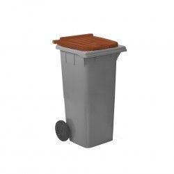 Contentor Eco Cinza com Rodas Tampa Castanho 120l 55.5X47X90.5cm