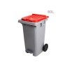 Contentor com Pedal e Rodas Tampa Vermelha 80l 55X47.5X86.5cm