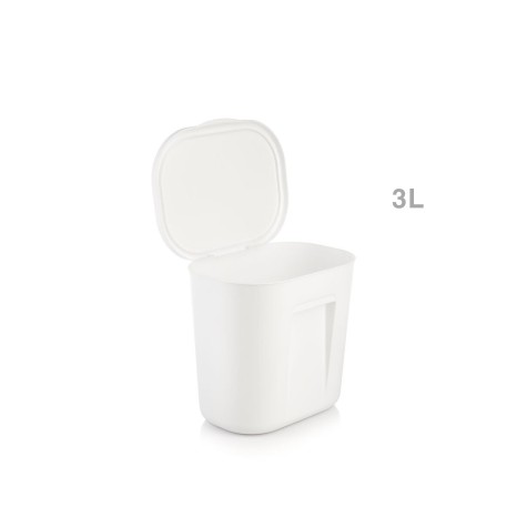 Balde Be-Smart com Tampa e Suporte Branco 3l 18.5X19.5X16cm - Image product
