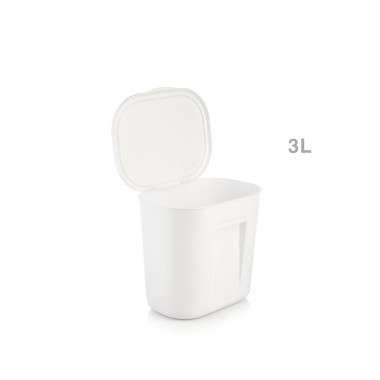 Balde Be-Smart com Tampa e Suporte Branco 3l 18.5X19.5X16cm