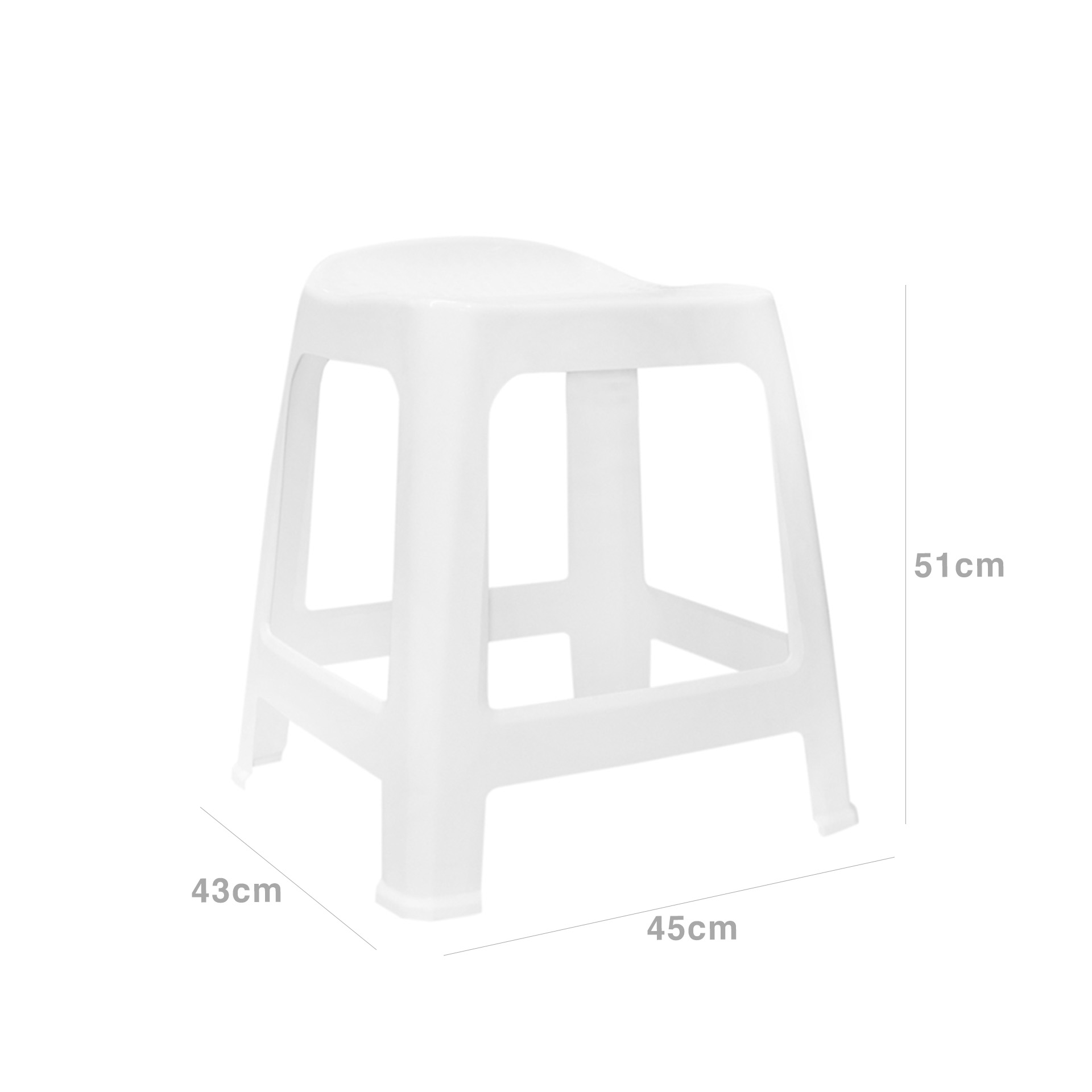 Banco Polipropileno Colour Redondo Branco 45X43X51cm