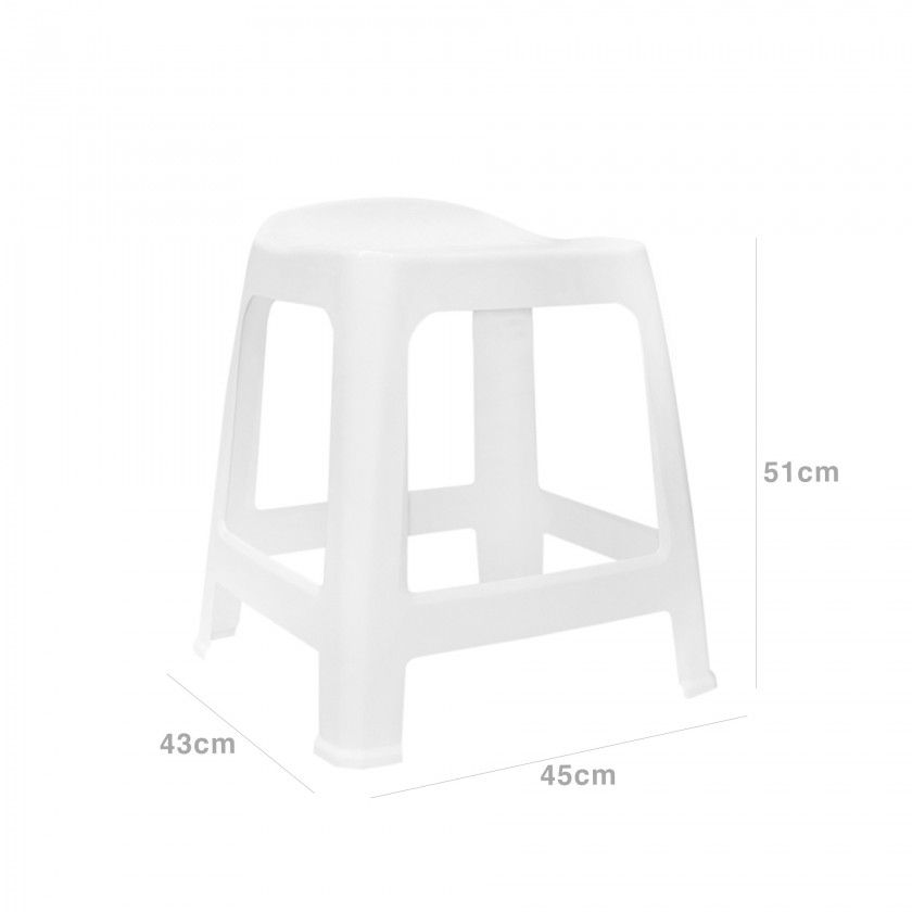 Banco Polipropileno Colour Redondo Branco 45X43X51cm Banco Polipropileno Colour Redondo Branco 45X43X51cm