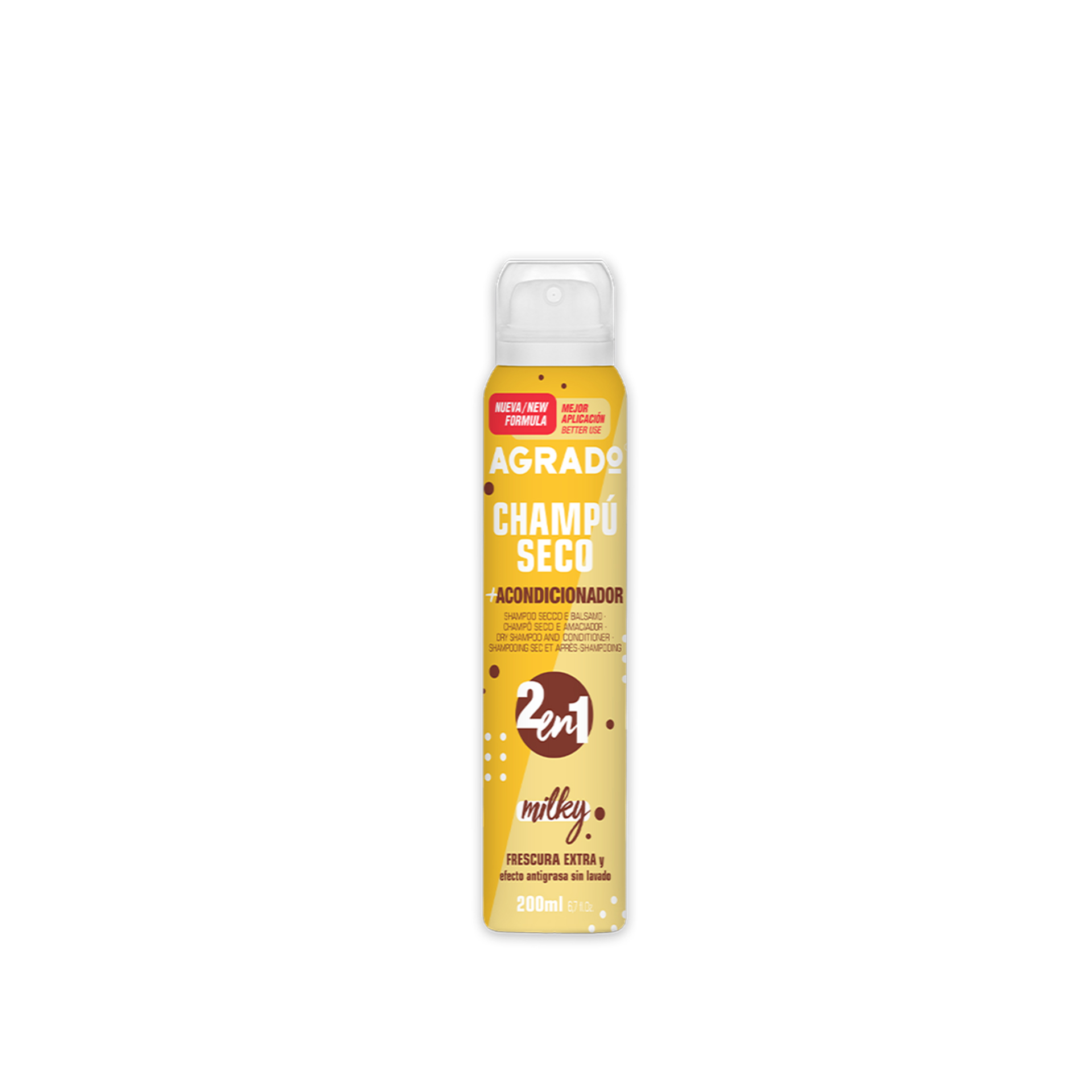 Champô Seco Agrado Spray Milky 270cc 200ml