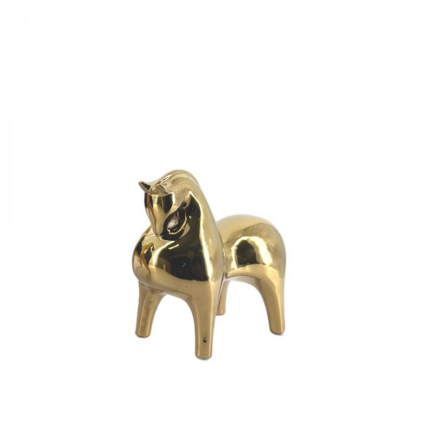 Escultura Cavalo Dourado 28X12X25cm