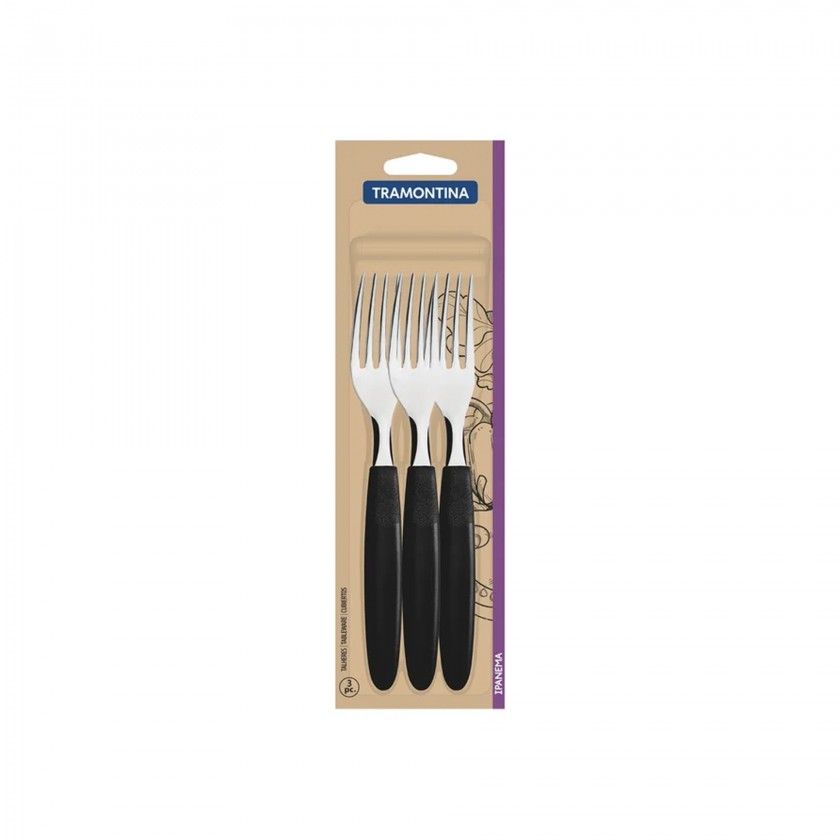 Garfo Mesa Ipanema Cabo Polipropileno Preto 1.7X2.4X19cm Pack 3 Garfo Mesa Ipanema Cabo Polipropileno Preto 1.7X2.4X19cm Pack 3