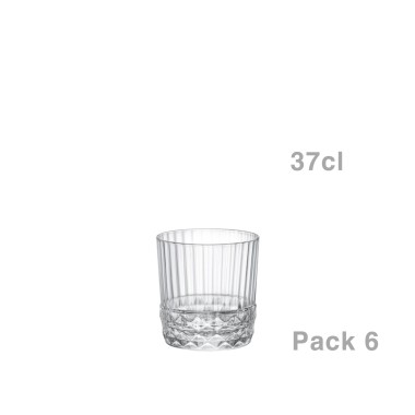 Copo Vidro America 20s sem Pé Wisky 37cl Pack 6