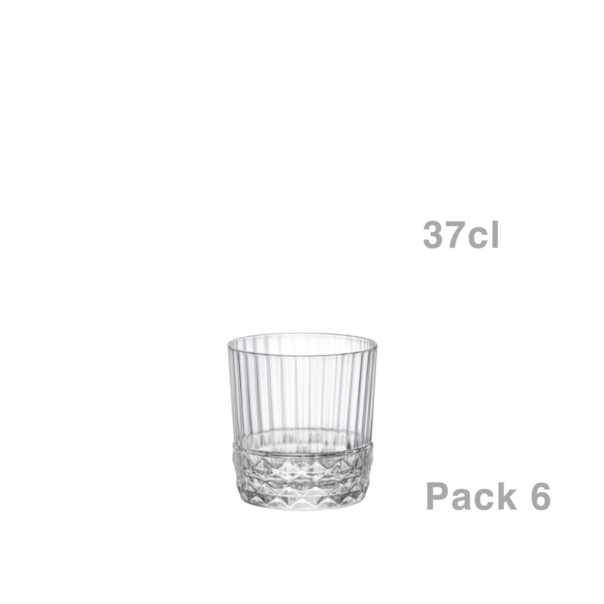 Copo Vidro America 20s sem Pé Wisky 37cl Pack 6