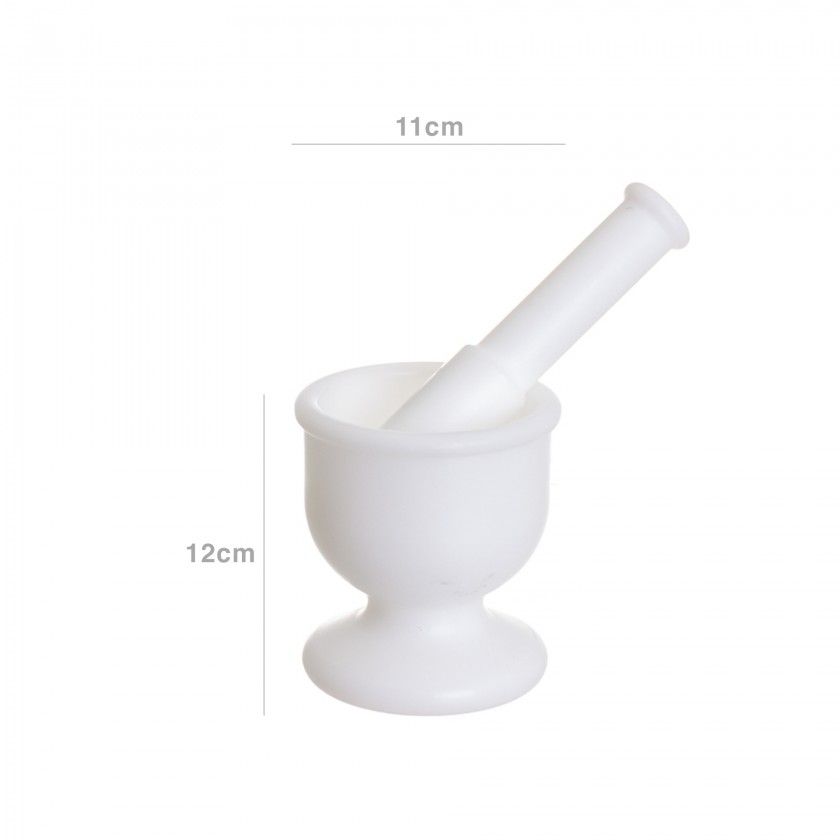 Almofariz com Pilão Branco Redondo 11X12cm Almofariz com Pilão Branco Redondo 11X12cm