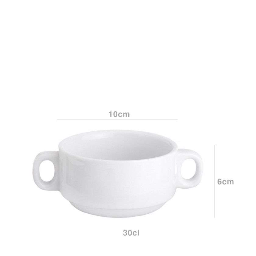 Chávena Almoçadeira Porcelana com Asas 300ml 10X6cm Chávena Almoçadeira Porcelana com Asas 300ml 10X6cm