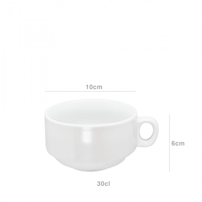 Chávena Almoçadeira Porcelana com Asa 300ml 10X6cm Chávena Almoçadeira Porcelana com Asa 300ml 10X6cm