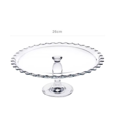 Prato Bolo com Pé Vidro Petite Pâtisserie 26cm