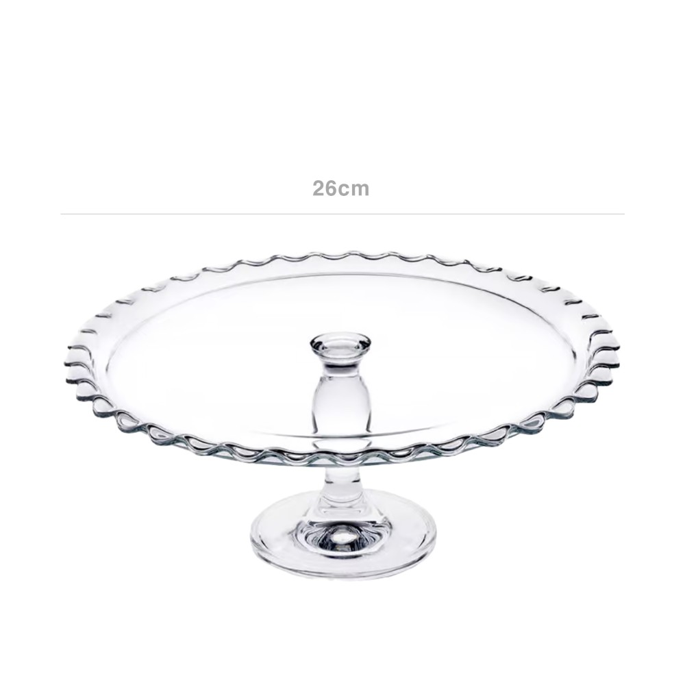 Prato Bolo com Pé Vidro Petite Pâtisserie 26cm