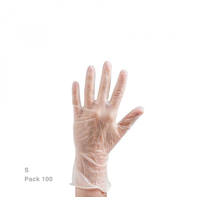 Luvas Vinil Transparente Tamanho S Pack 100