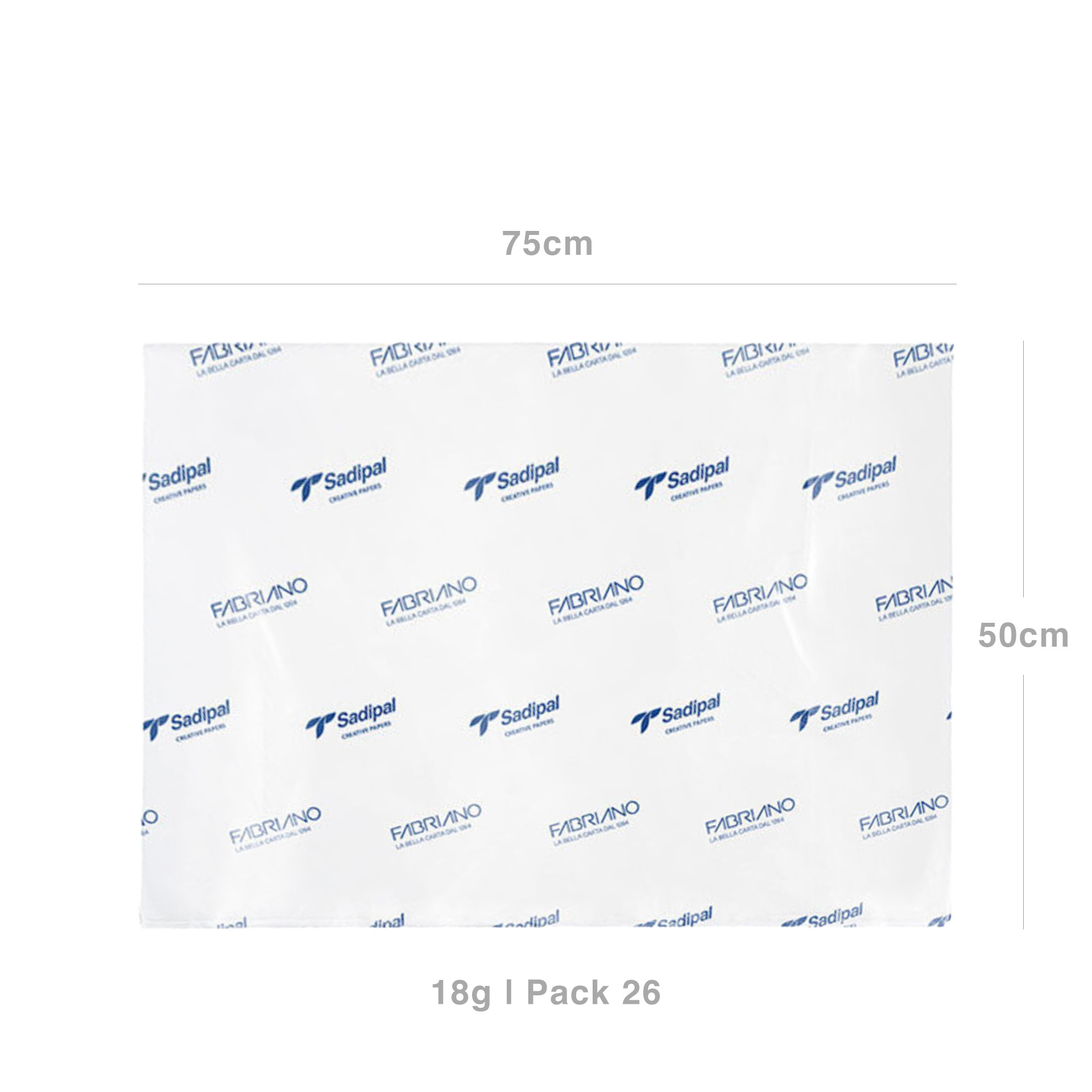 Papel Seda Sadipal 18gr 50X75cm Pack 26