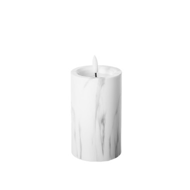 Círio Elétrico Efeito Mármore Branco 12.5X7.5cm