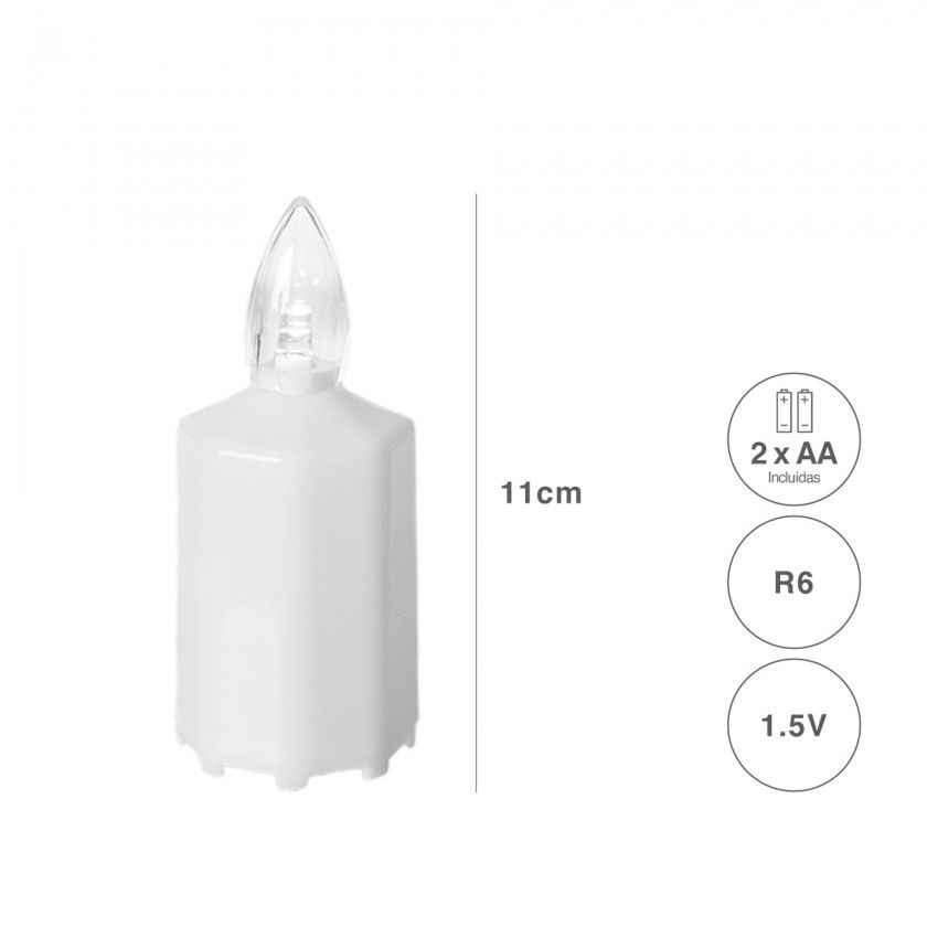 Círio Elétrico Led Branco 4.5X11cm Círio Elétrico Led Branco 4.5X11cm