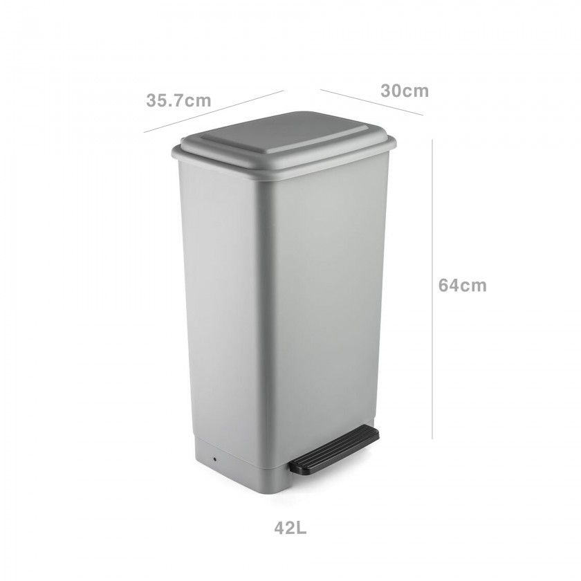 Balde com Pedal Cinza 42L 64X35.7X30cm Balde com Pedal Cinza 42L 64X35.7X30cm