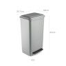 Balde com Pedal Cinza 42L 64X35.7X30cm