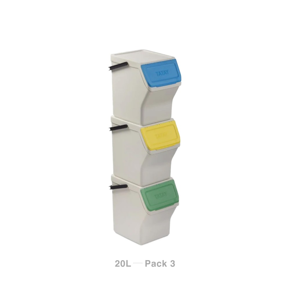 Balde Modular Reciclagem Easy Waste Branco 20L 35X27X106.5cm Pack 3