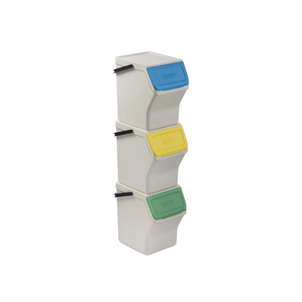 Balde Modular Reciclagem Easy Waste Branco 20L 35X27X106.5cm Pack 3