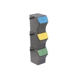 Balde Modular Reciclagem Easy Waste Cinza 20L 35X27X106.5cm Pack 3