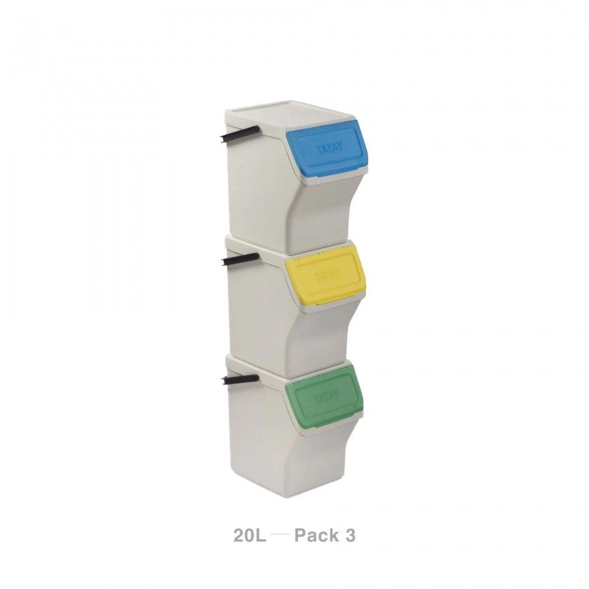 Balde Modular Reciclagem Easy Waste Branco 20L 35X27X106.5cm Pack 3 Balde Modular Reciclagem Easy Waste Branco 20L 35X27X106.5cm Pack 3