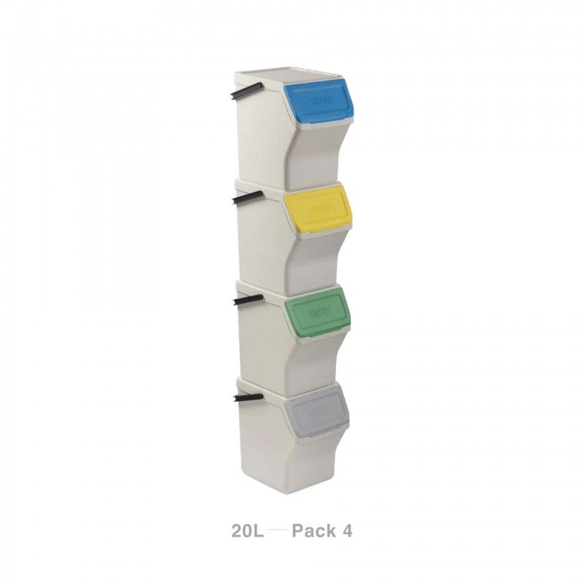 Balde Modular Reciclagem Easy Waste Branco 20L 35X27X142cm Pack 4 Balde Modular Reciclagem Easy Waste Branco 20L 35X27X142cm Pack 4