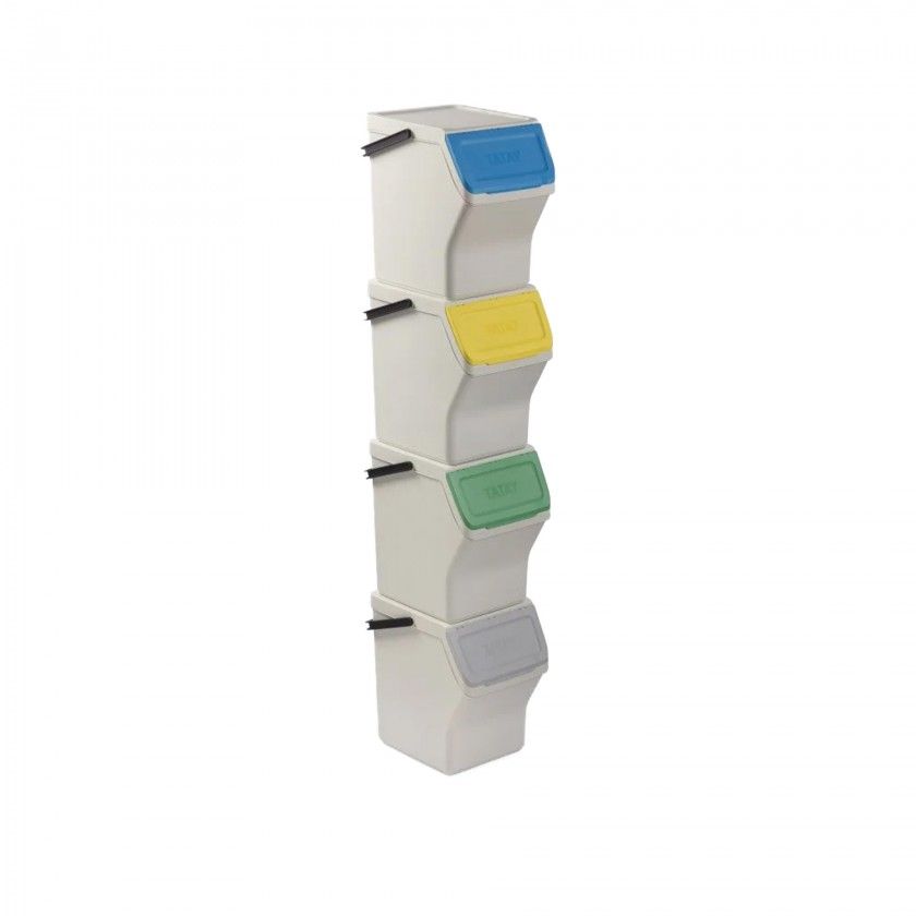 Balde Modular Reciclagem Easy Waste Branco 20L 35X27X142cm Pack 4