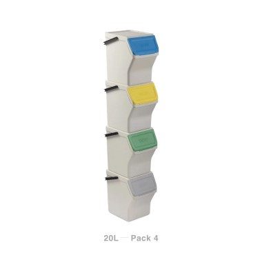 Balde Modular Reciclagem Easy Waste Branco 20L 35X27X142cm Pack 4