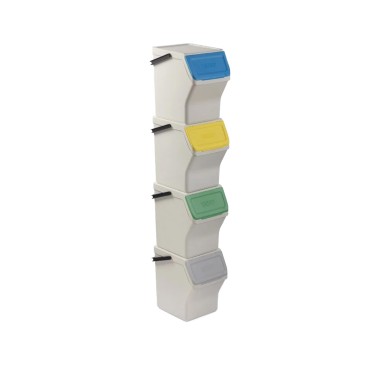 Balde Modular Reciclagem Easy Waste Branco 20L 35X27X142cm Pack 4