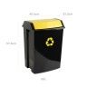 Balde Reciclagem com Tampa Basculante Preto / Amarelo 50L 40.5X33.5X57.5cm