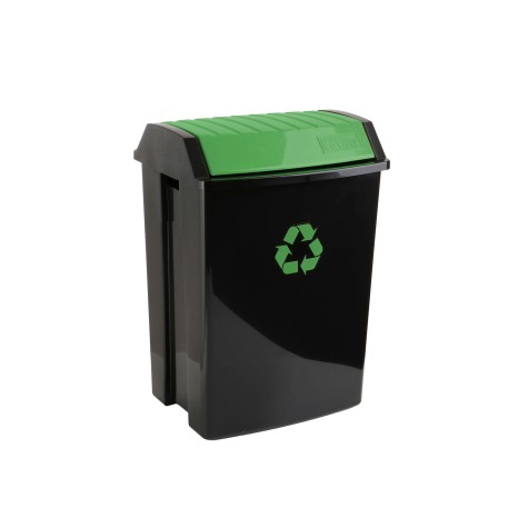 Balde Reciclagem com Tampa Basculante Preto / Verde 50L 40.5X33.5X57.5cm - Image product
