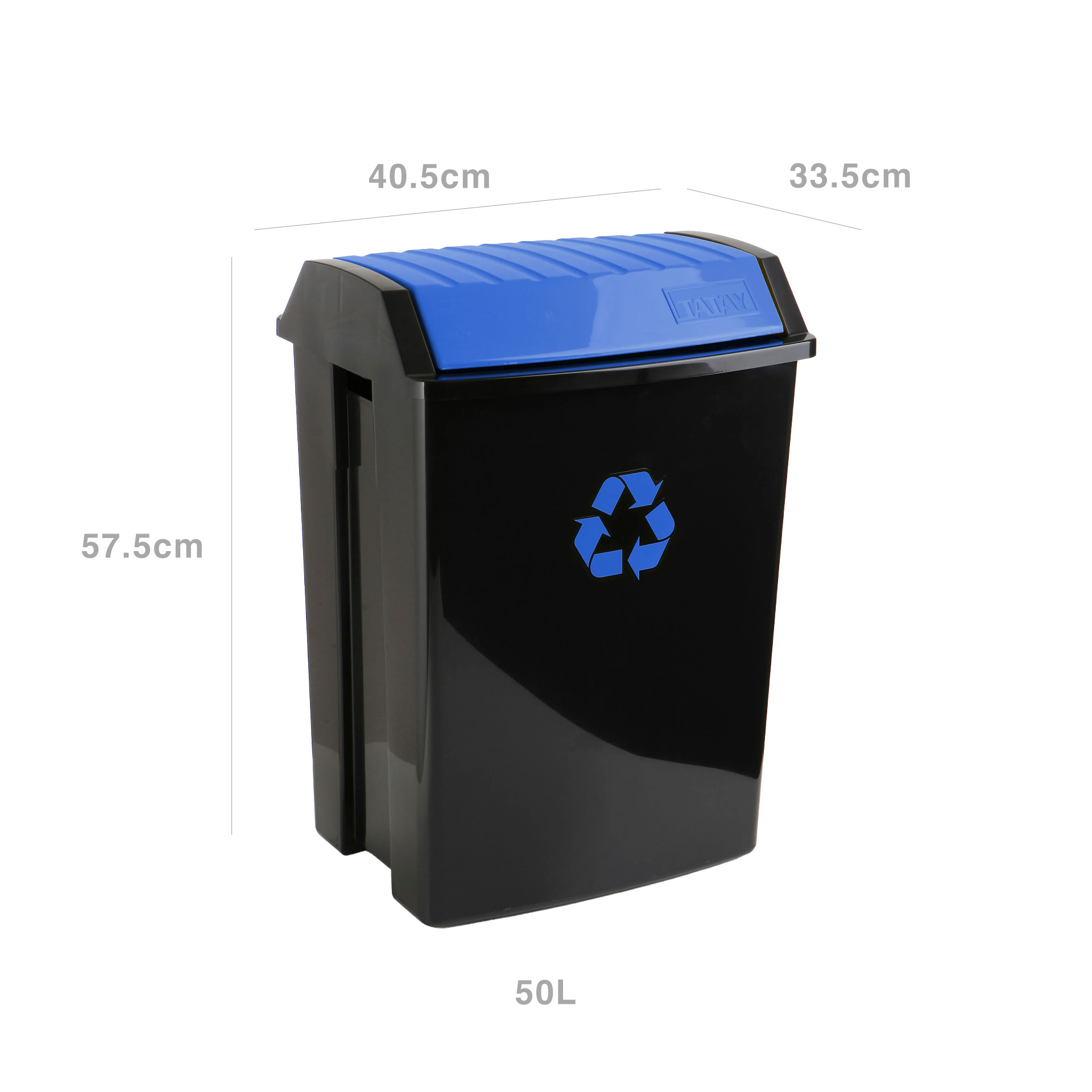 Balde Reciclagem com Tampa Basculante 50L 40.5X33.5X57.5cm